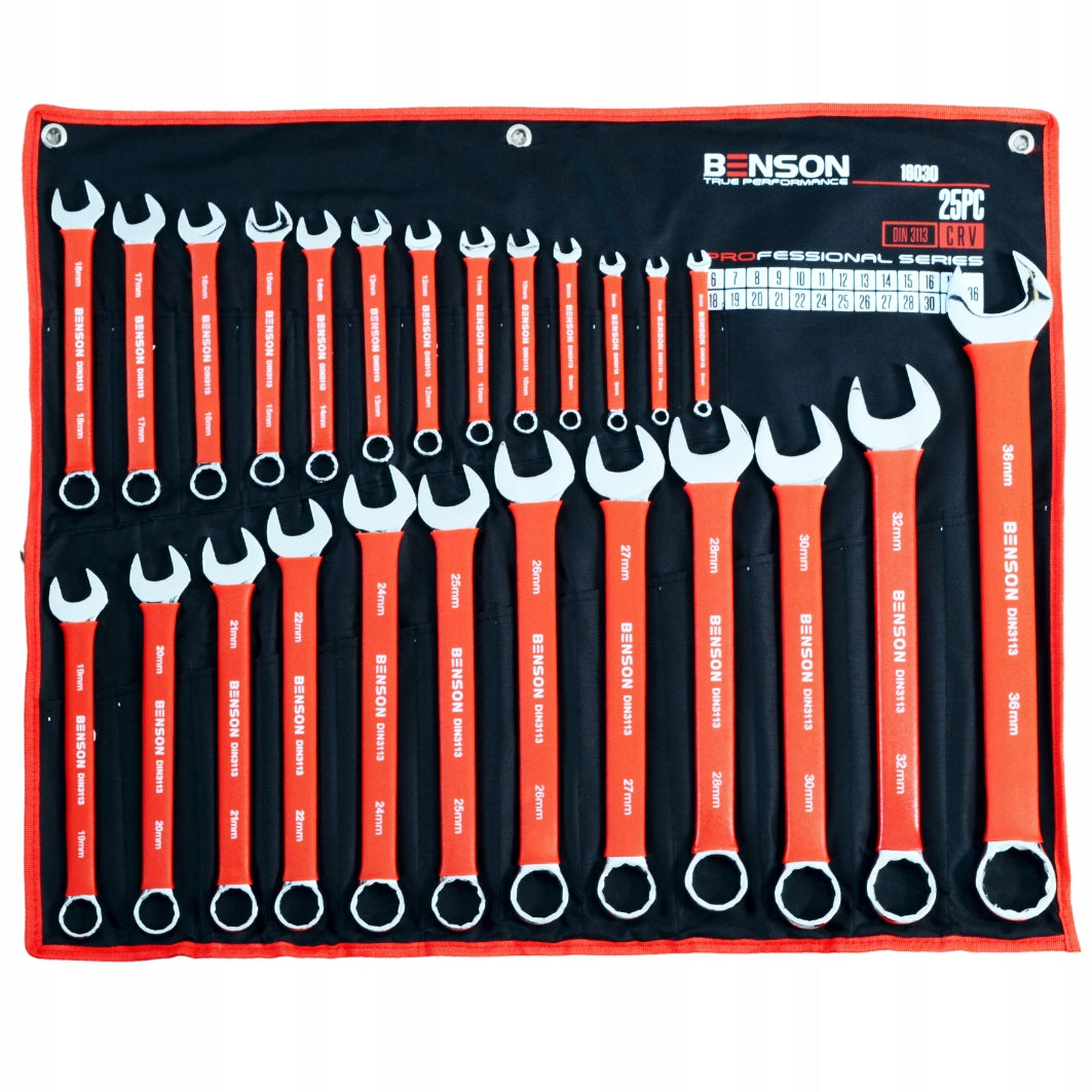 LARGE SET OF FLAT WRENCHES RUBBER 6-36MM 25EL MAT BENSON BY BLACK Manufacturer code 16030