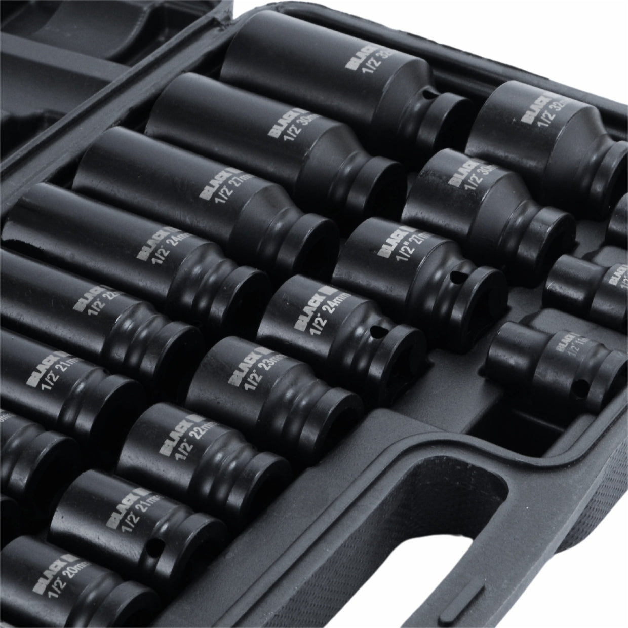 LARGE SET OF IMPACT SOCKETS IN HEXAGON CASE 8-32MM 1/2" 35EL BLACK CRMO Manufacturer code 13311