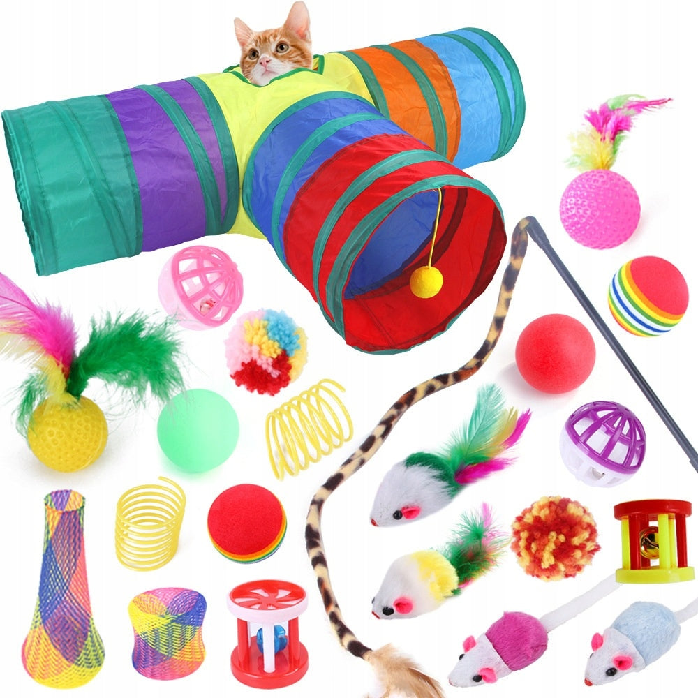 LARGE SET OF INTERACTIVE CAT TOYS TUNNEL FISHING ROD MOUSE Manufacturer code Z0033
