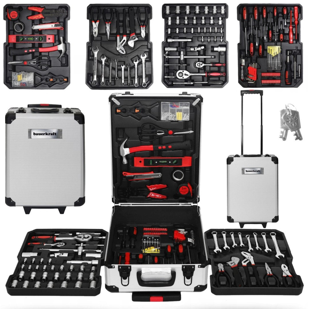 LARGE SET OF TOOLS TOOL CASE ON WHEELS 189 ELEMENTS KEYS