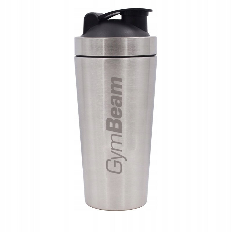 LARGE SHAKER SPORTS WATER BOTTLE STEEL FOR CONDITIONERS - GymBeam 750 ml grey