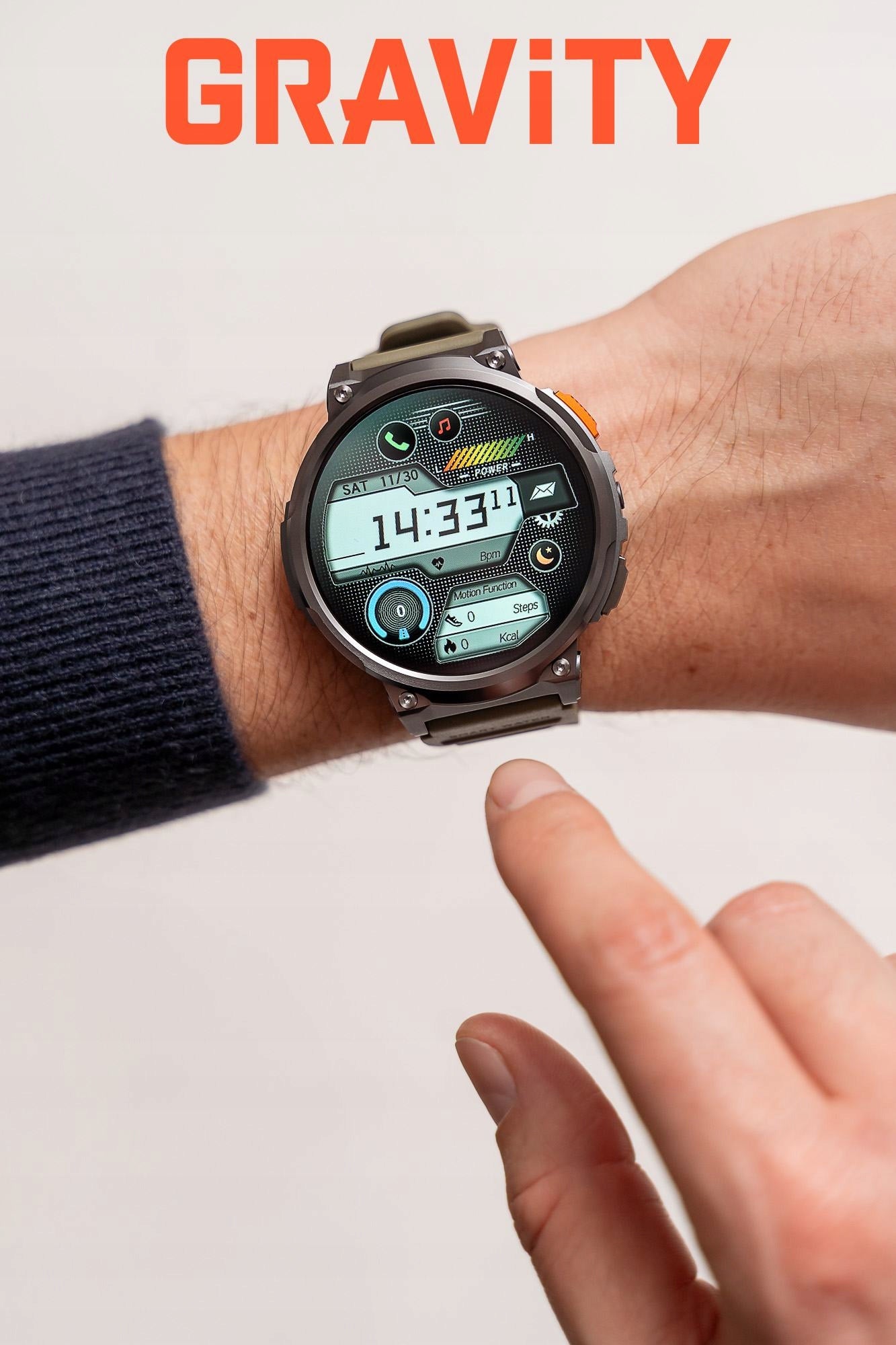 LARGE SMARTWATCH Men's Watch GRAVITY with CONVERSATIONS LARGE BATTERY 730mAh 1.85" Packaging status original