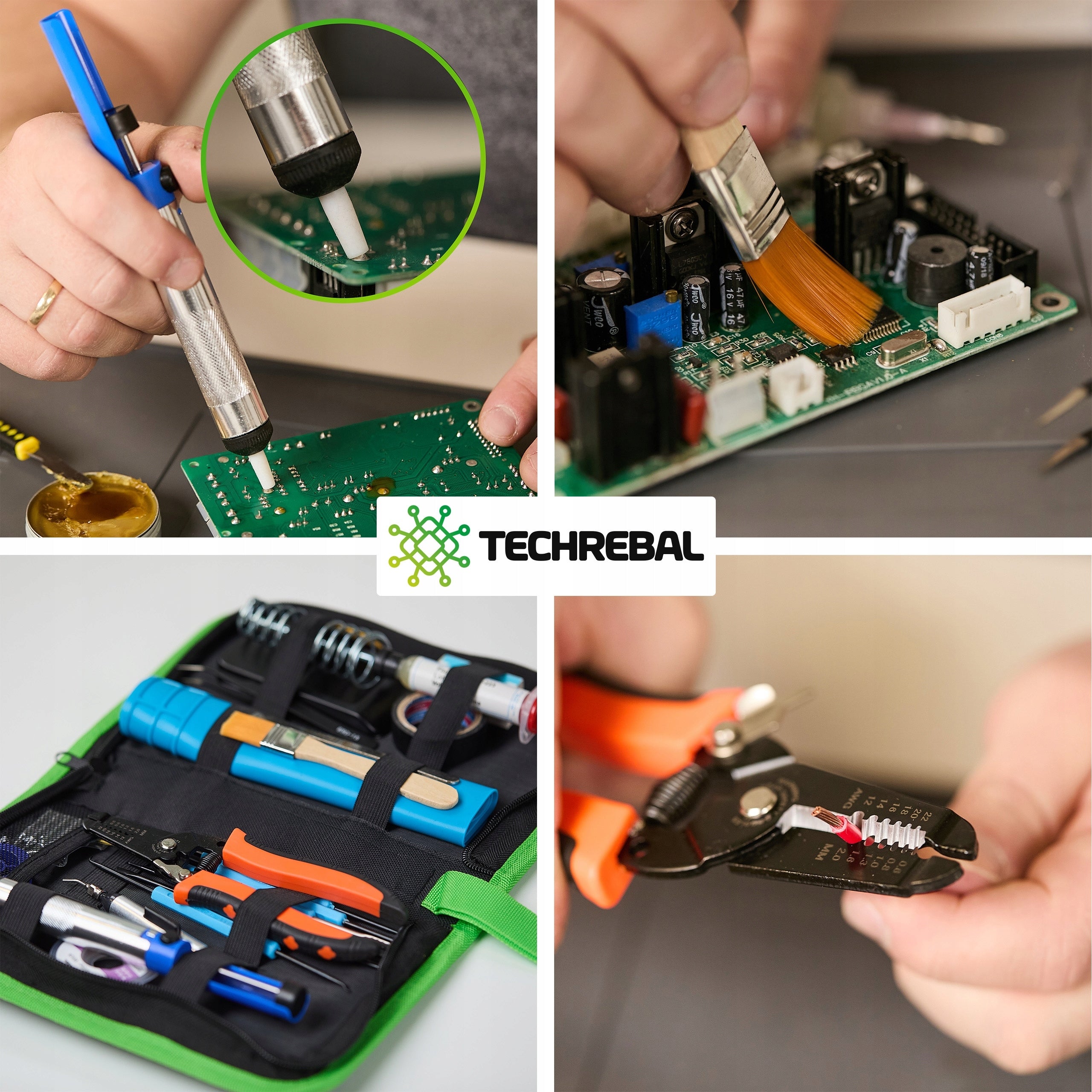 LARGE SOLDERING KIT 28in1 Soldering Iron 80W MAT THIRD HAND TIN TWEEZERS Brand Techrebal