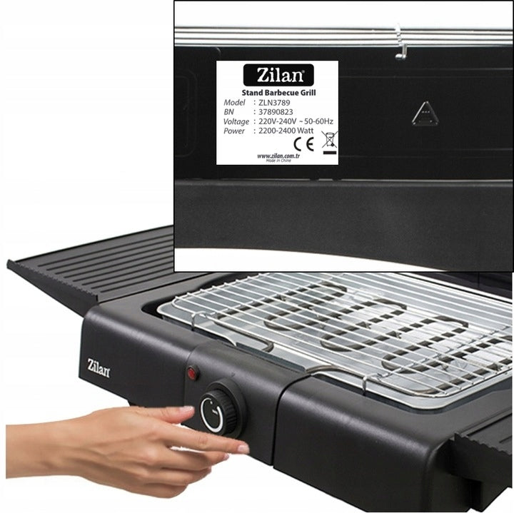 LARGE STANDING ELECTRIC GARDEN GRILL THERMOSTAT 2400IN 6IN1 XXL Dominant color black