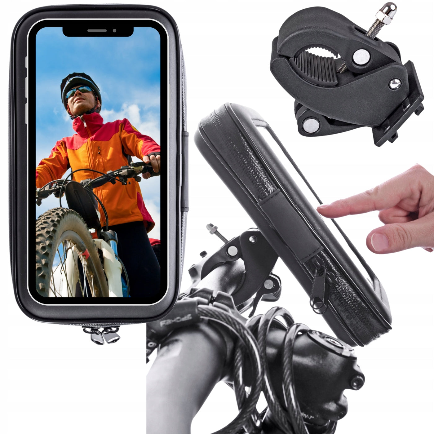 LARGE STRONG PHONE HOLDER BICYCLE MOTOR SCOOTER waterproof lock FIT4MED Brand Fit4Med