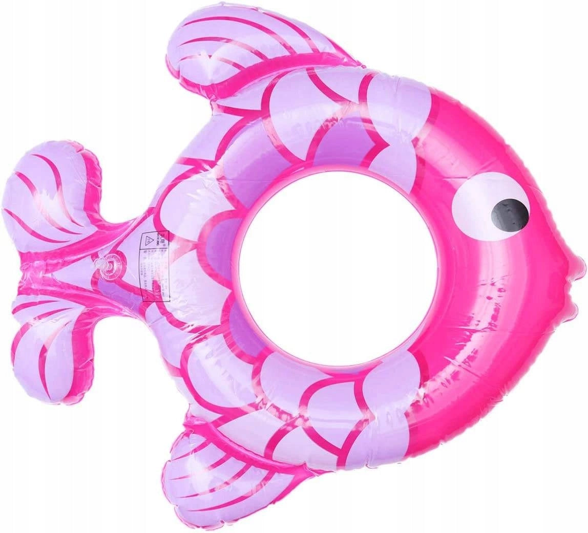 LARGE SWIMMING WHEEL FOR KIDS FISH MATTRESS 2in1 INFLATABLE WHEEL FOR POOL Length 80 cm