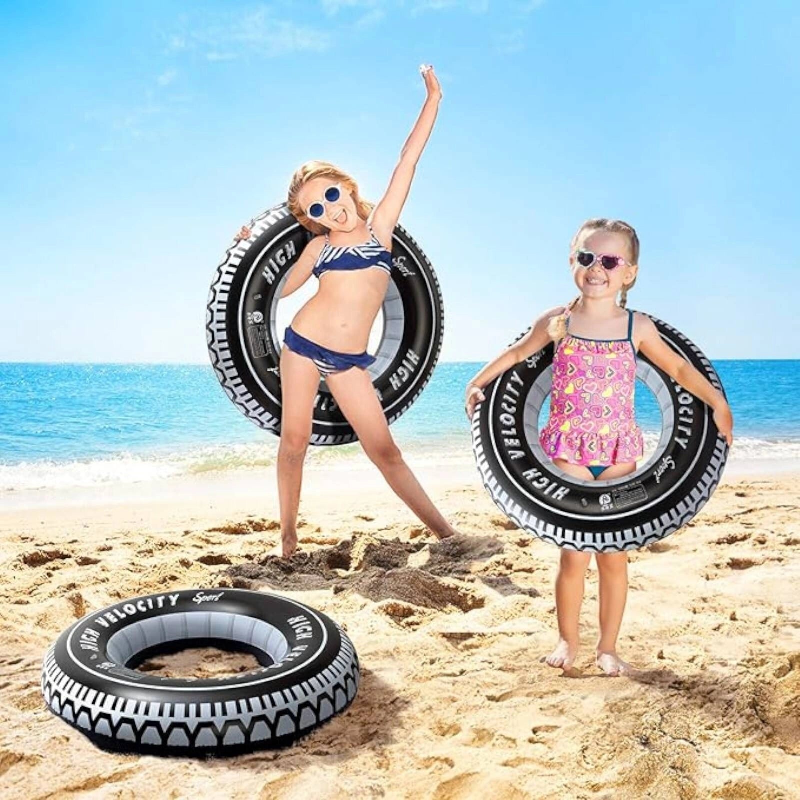 LARGE SWIMMING WHEEL TIRE PUMPED TO THE POOL FOR THE BEACH MATTRESS XXL Brand WKS