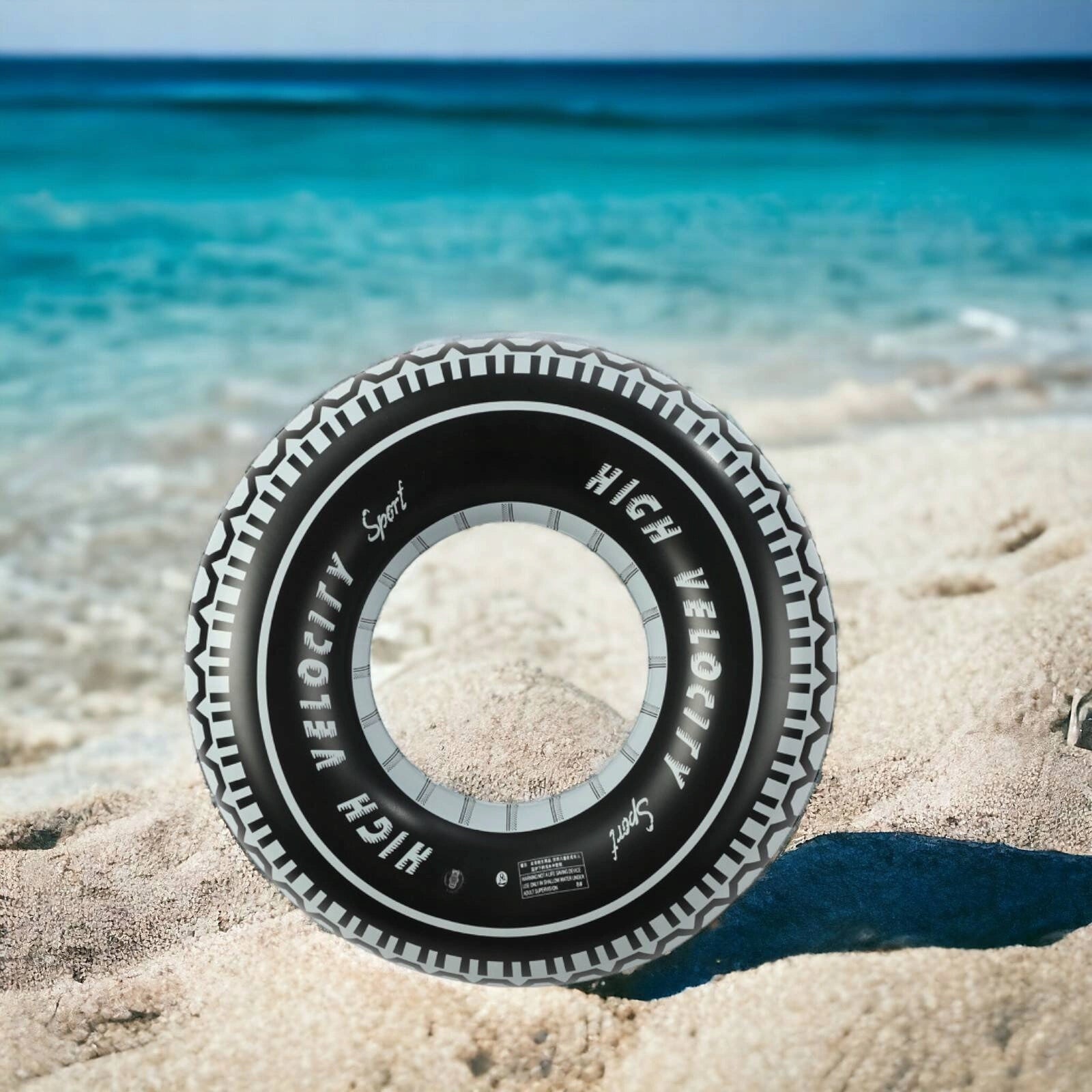 LARGE SWIMMING WHEEL TIRE PUMPED TO THE POOL FOR THE BEACH MATTRESS XXL Color black