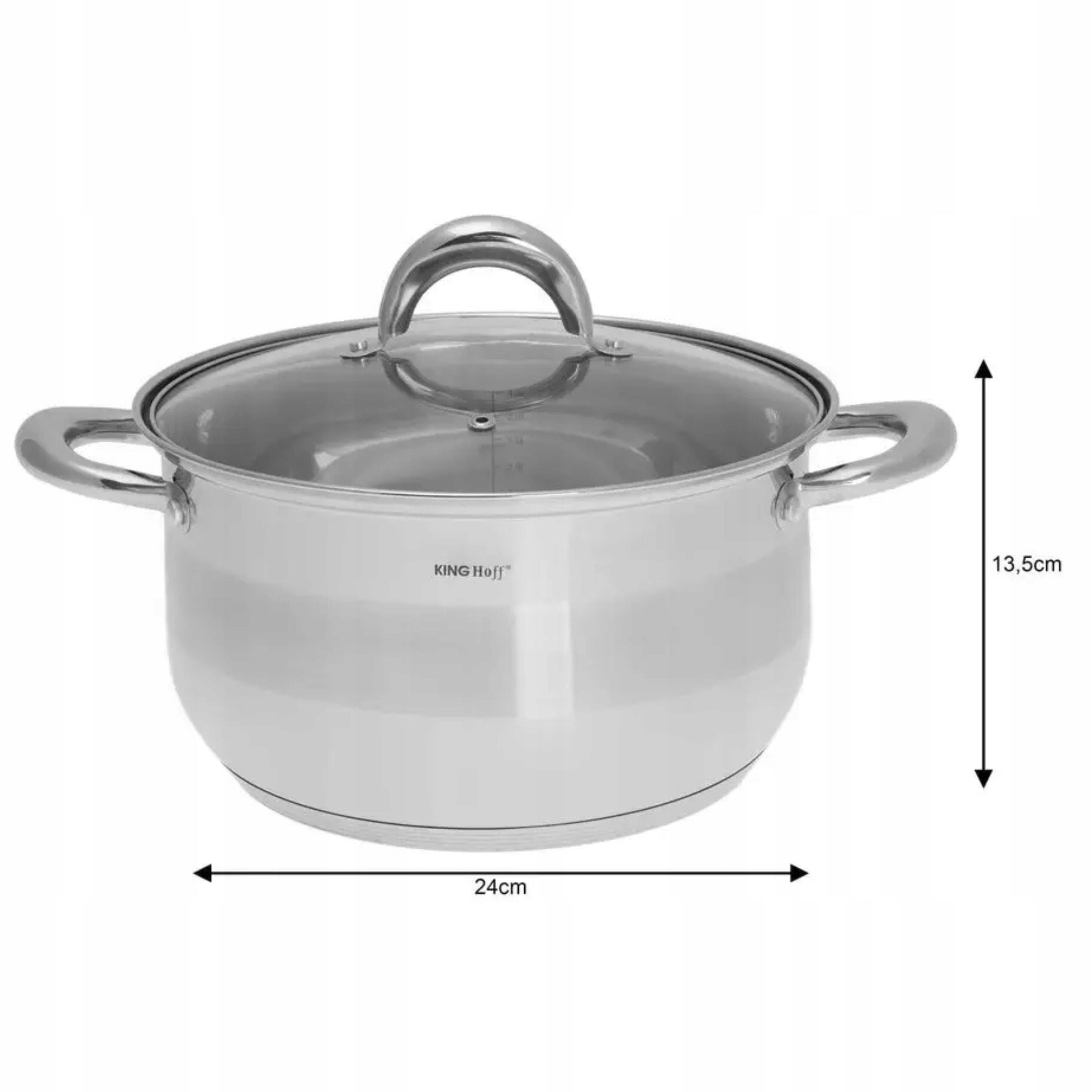 LARGE Solid POT SET 10el RONDEL STAINLESS STEEL POTS DISHWASHER Line Zestaw garnków KINGHOFF GAZ INDUKCJA