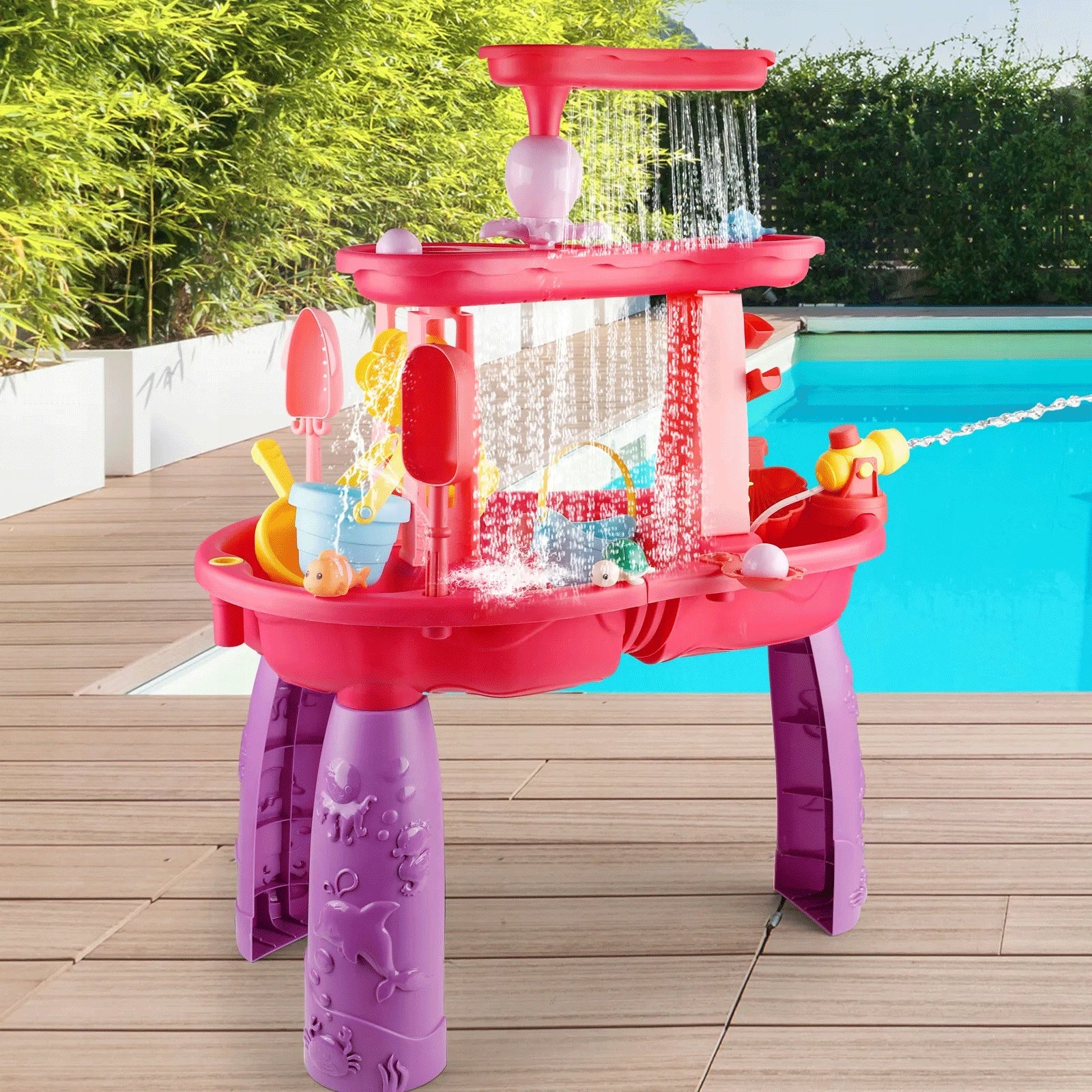 LARGE TABLE WATER TABLE SANDBOX FOR CHILDREN ELECTRIC WATERFALL +UMBRELLA Packaging status original