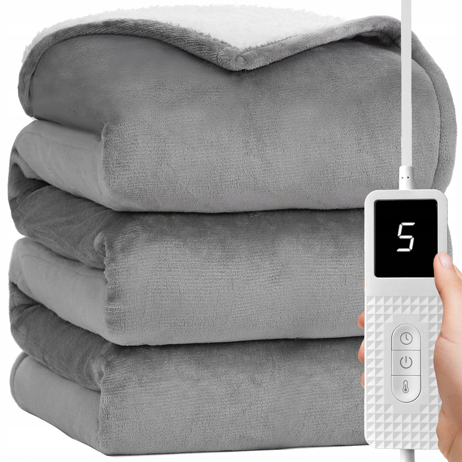 LARGE THICK BLANKET ELECTRIC FLEECE HEATING MAT REMOTE CONTROL LCD 160W + TIMER
