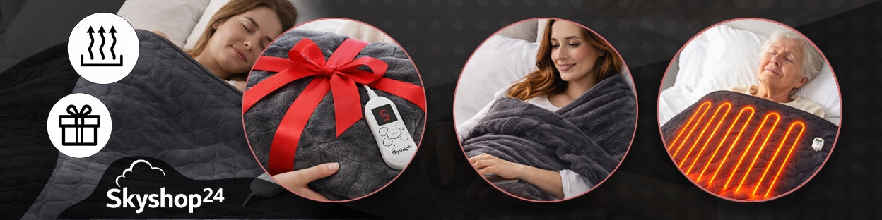 LARGE THICK PREMIUM ELECTRIC HEATING BLANKET DOUBLE 180X130 TIMER+ REMOTE CONTROL Medical device no