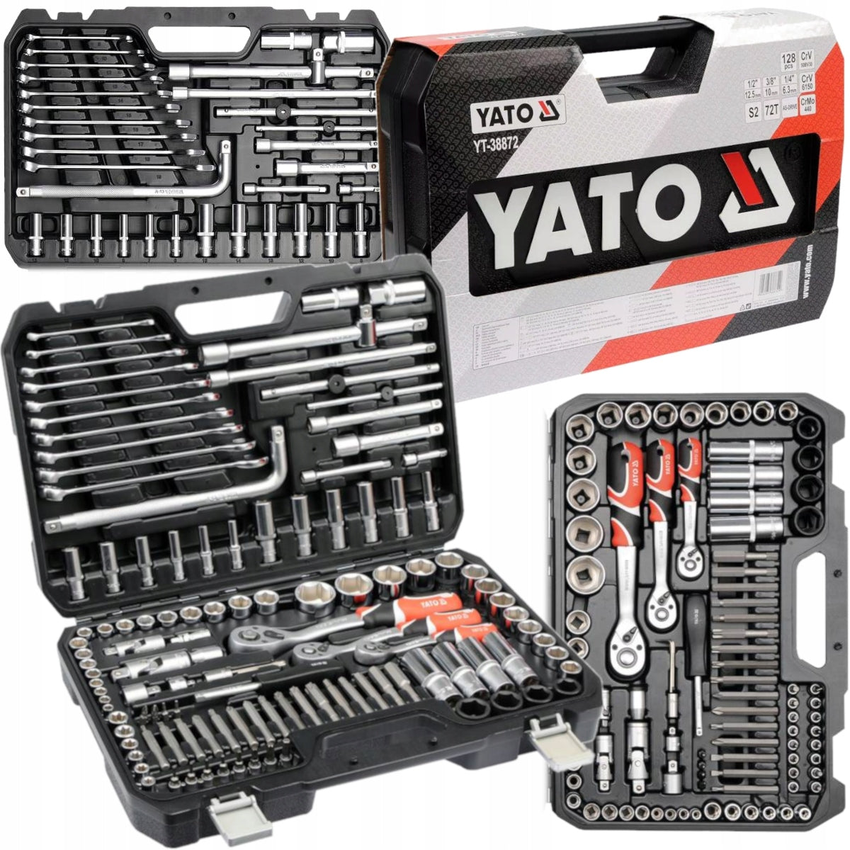 LARGE TOOL KIT TOOL CASE KEYS BITS CAPS 128el YATO