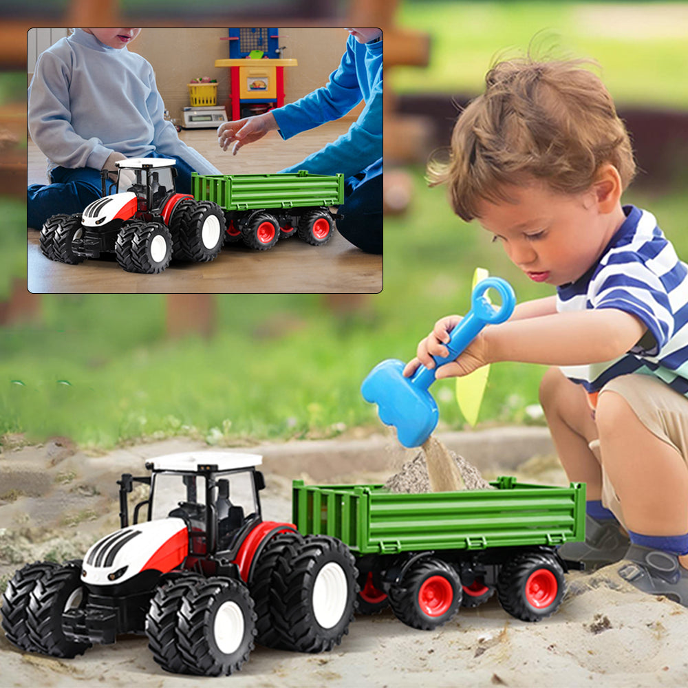 LARGE TRACTOR REMOTE CONTROLLED TRACTOR WITH TRAILER RC PILOT FARM GIFT Brand Bedee