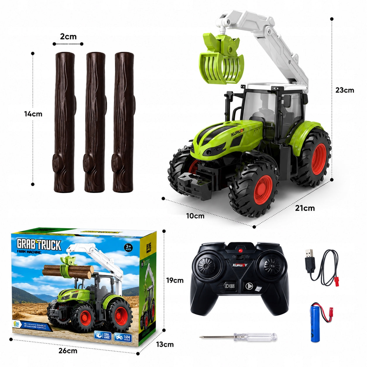 LARGE TRACTOR REMOTE CONTROLLED WOOD TRACTOR SIMULATION GIFT SET Packaging status original
