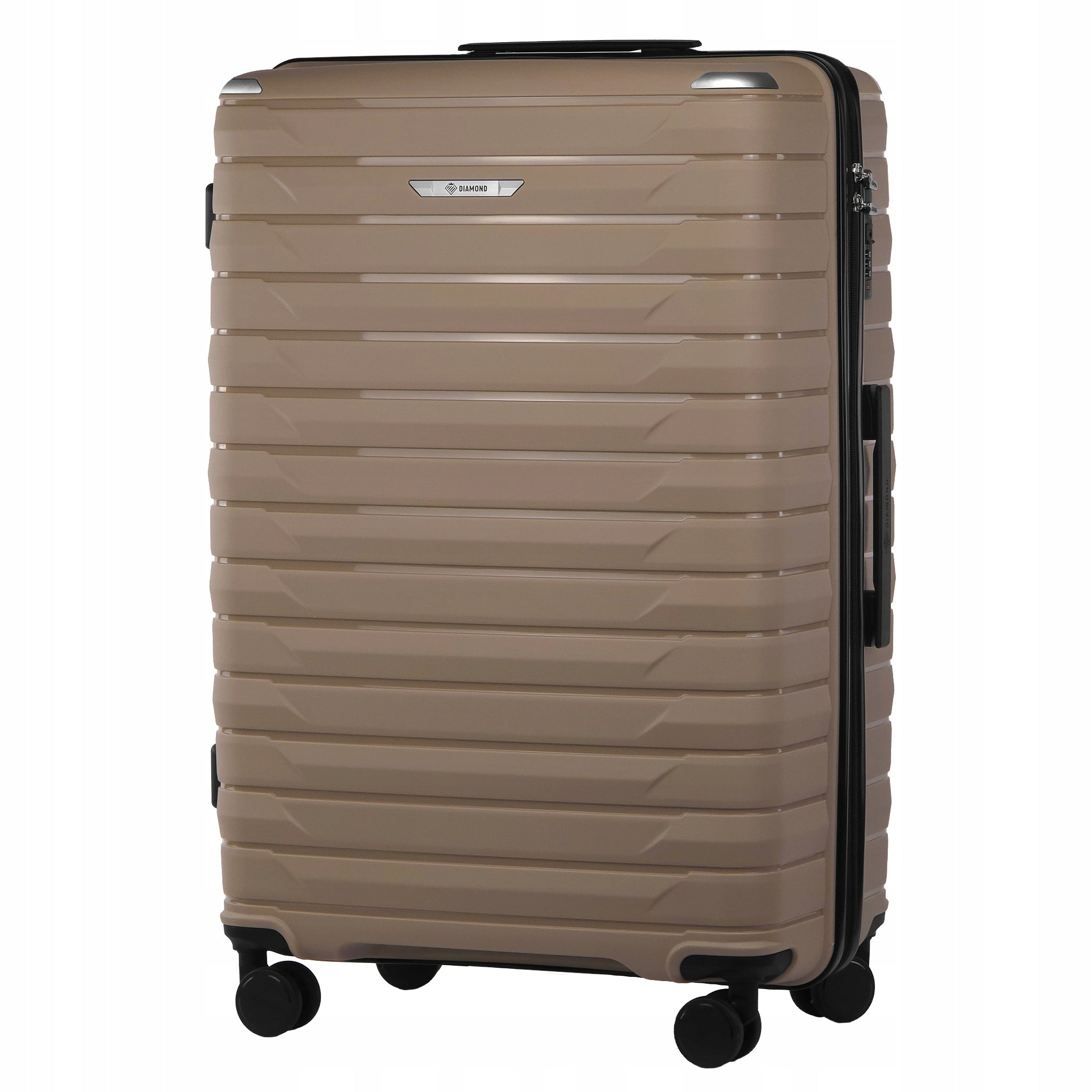 LARGE TRAVEL SUITCASE MADE OF POLYPROPYLENE LUGGAGE DIAMOND BEIGE XL 28" P420