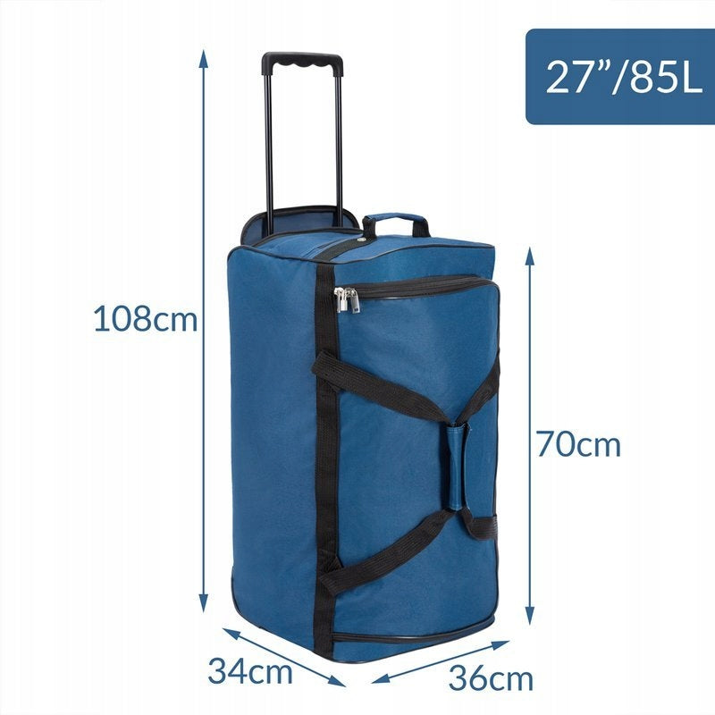 LARGE TRAVEL SUITCASE ON WHEELS 85L BLUE Brand Deuba