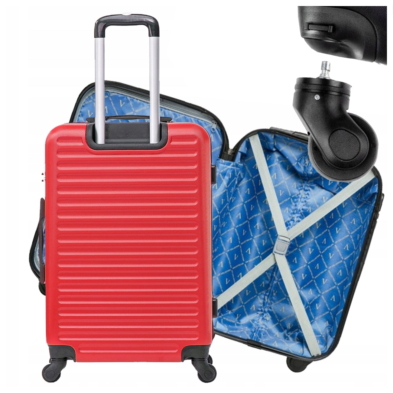 LARGE TRAVEL SUITCASE WITH WHEELS DETACHABLE WHEELS 102L 28" ABS ATTENY RED