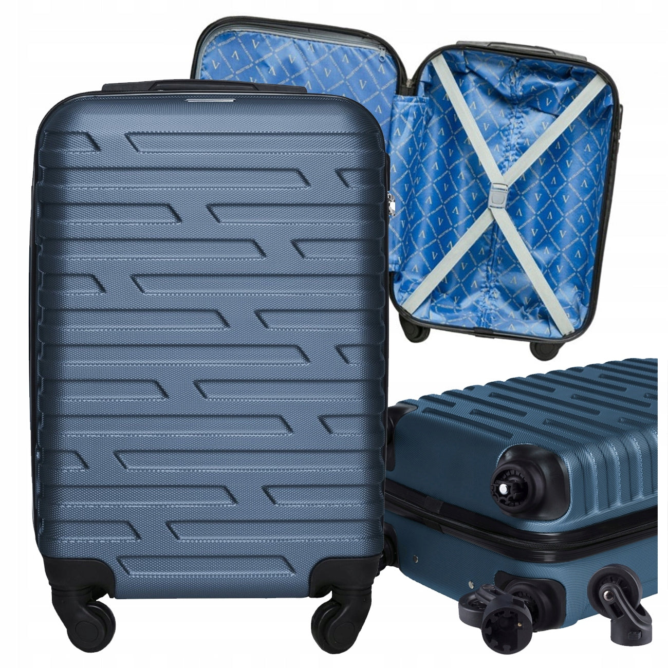 LARGE TRAVEL SUITCASE WITH WHEELS DETACHABLE WHEELS 102L 28" ABS COSTA DBLUE