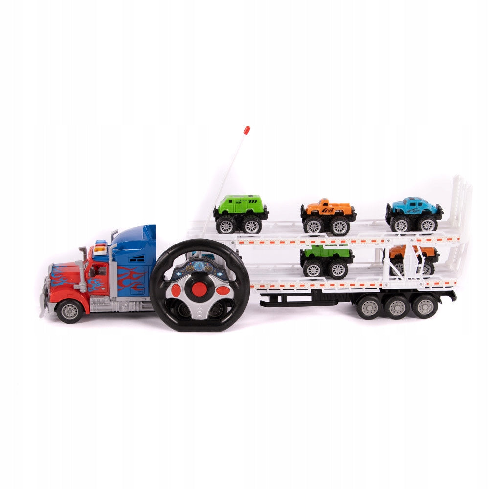 LARGE TRUCK TOW TRUCK REMOTE CONTROLLED 6 CARS BATTERIES SEMI-TRAILER LED Brand no brand