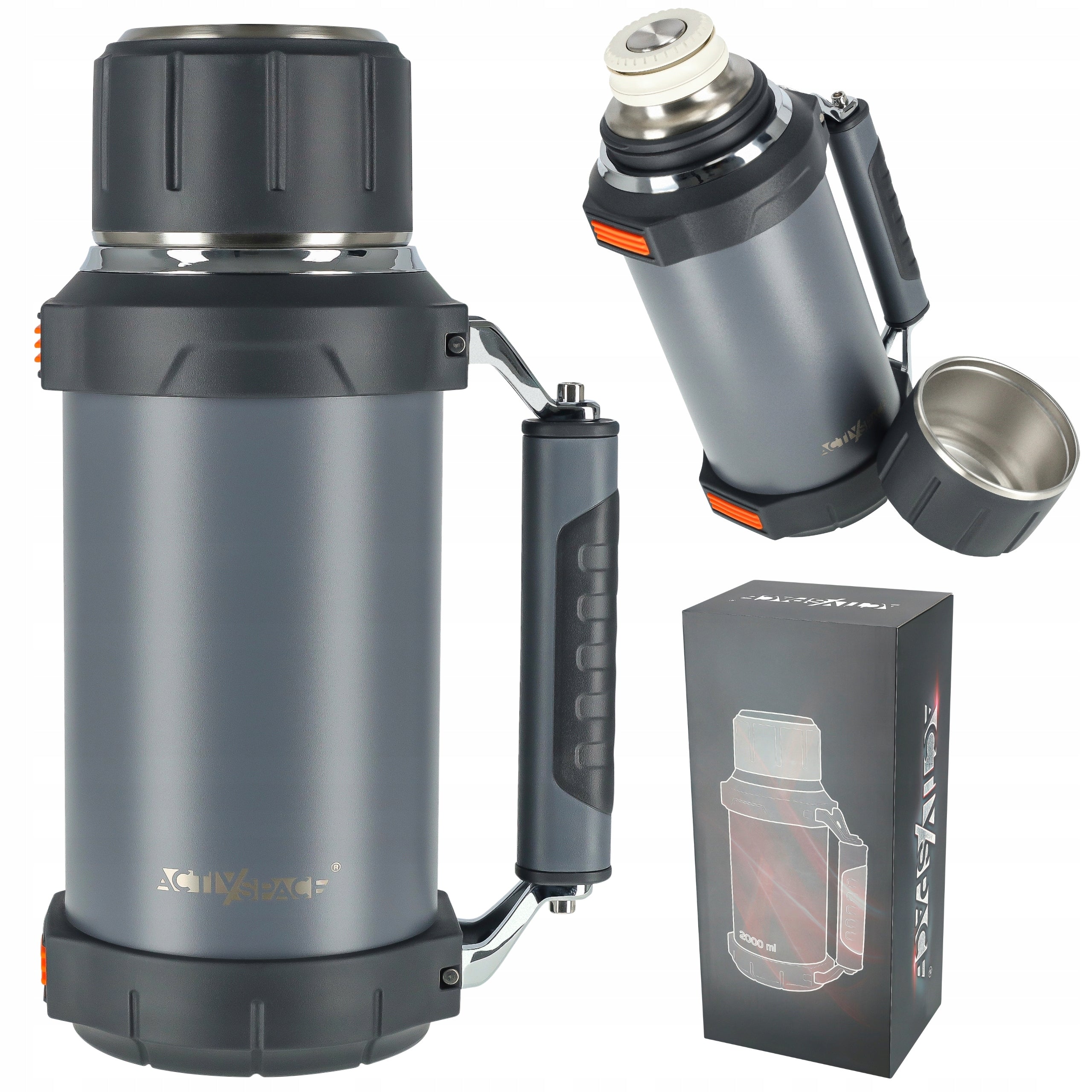 LARGE VACUUM TOURIST THERMOS 2L FOR COFFEE TEA 30-54H STEEL PREMIUM