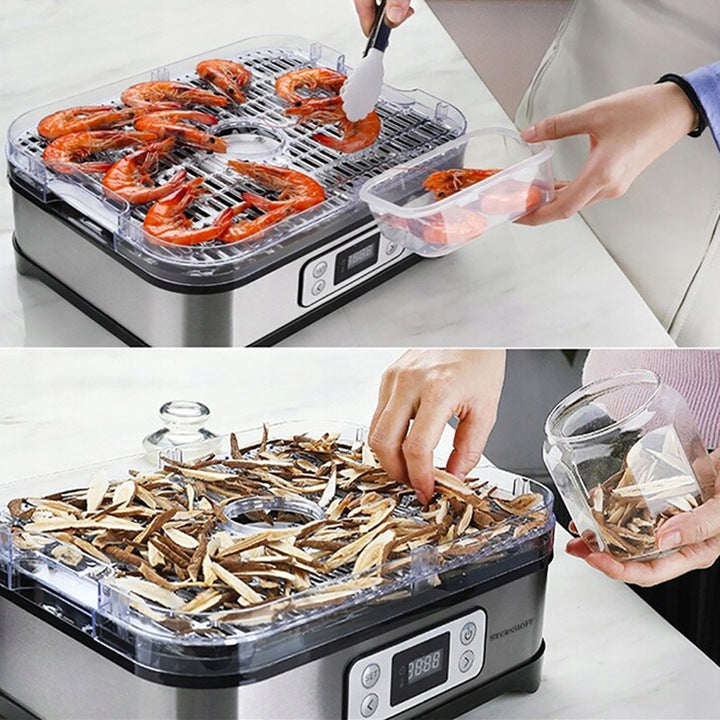 LARGE VEGETABLE FRUIT MUSHROOM DRYER POWER 500W XL TIMER ROOMY DURABLE Dominant color silver/gray