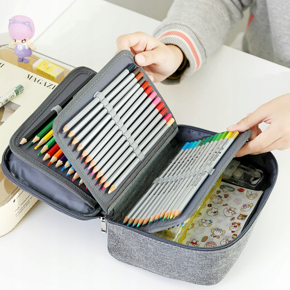 LARGE WATER-RESISTANT PENCIL CASE WITH ELASTIC HANDLES FOR 72 PENCILS Brand no brand