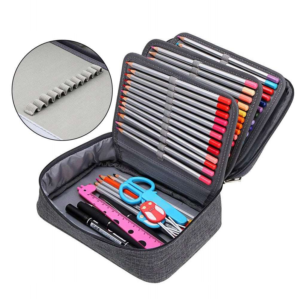 LARGE WATER-RESISTANT PENCIL CASE WITH ELASTIC HANDLES FOR 72 PENCILS Packaging status original