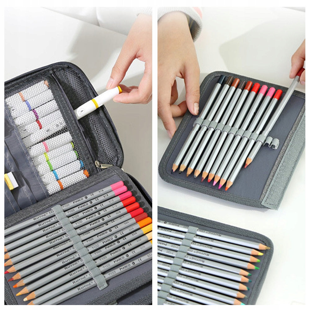 LARGE WATER-RESISTANT PENCIL CASE WITH ELASTIC HANDLES FOR 72 PENCILS Product height 22 cm