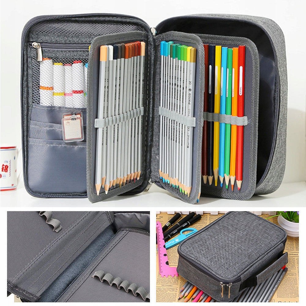 LARGE WATER-RESISTANT PENCIL CASE WITH ELASTIC HANDLES FOR 72 PENCILS Product width 16 cm