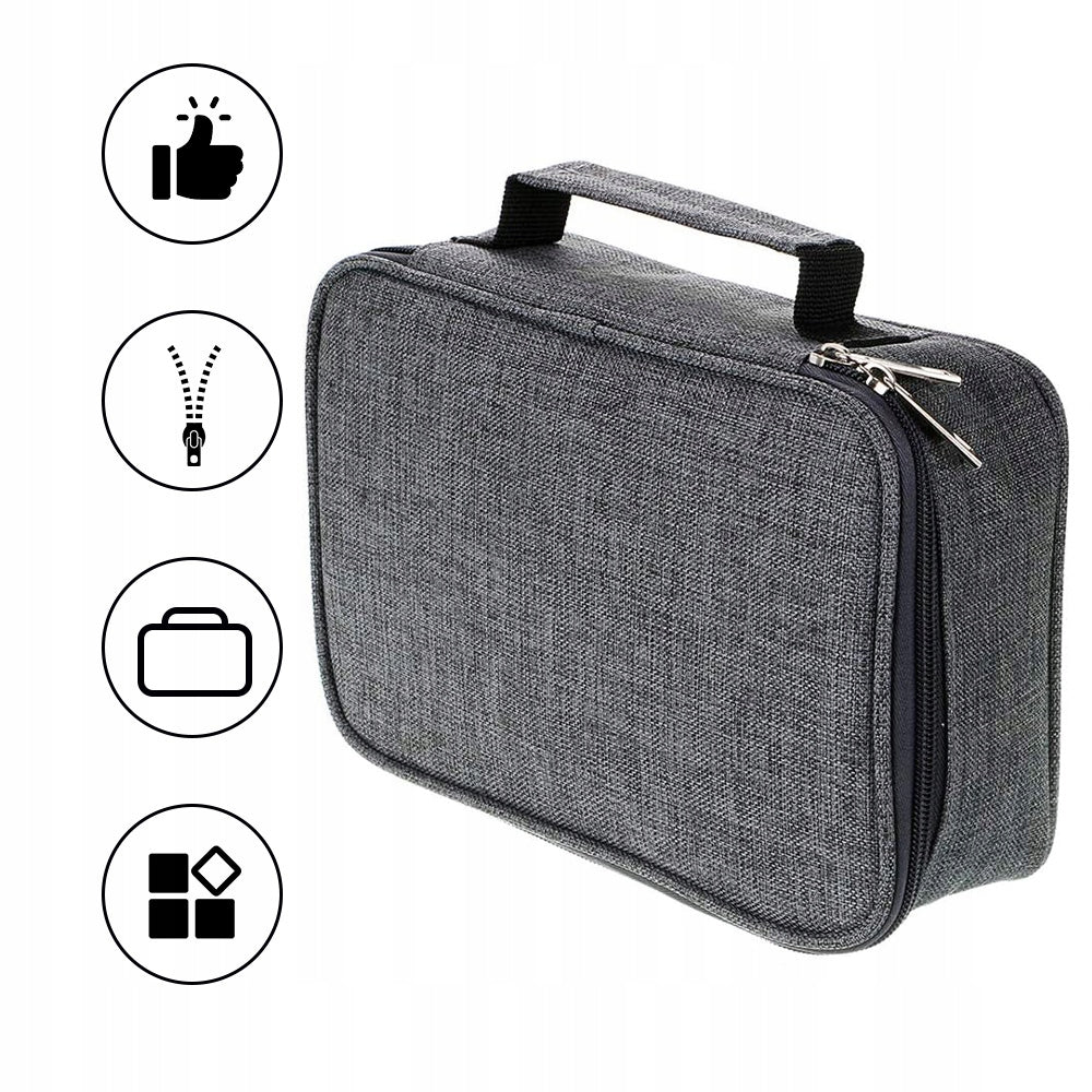 LARGE WATER-RESISTANT PENCIL CASE WITH ELASTIC HANDLES FOR 72 PENCILS