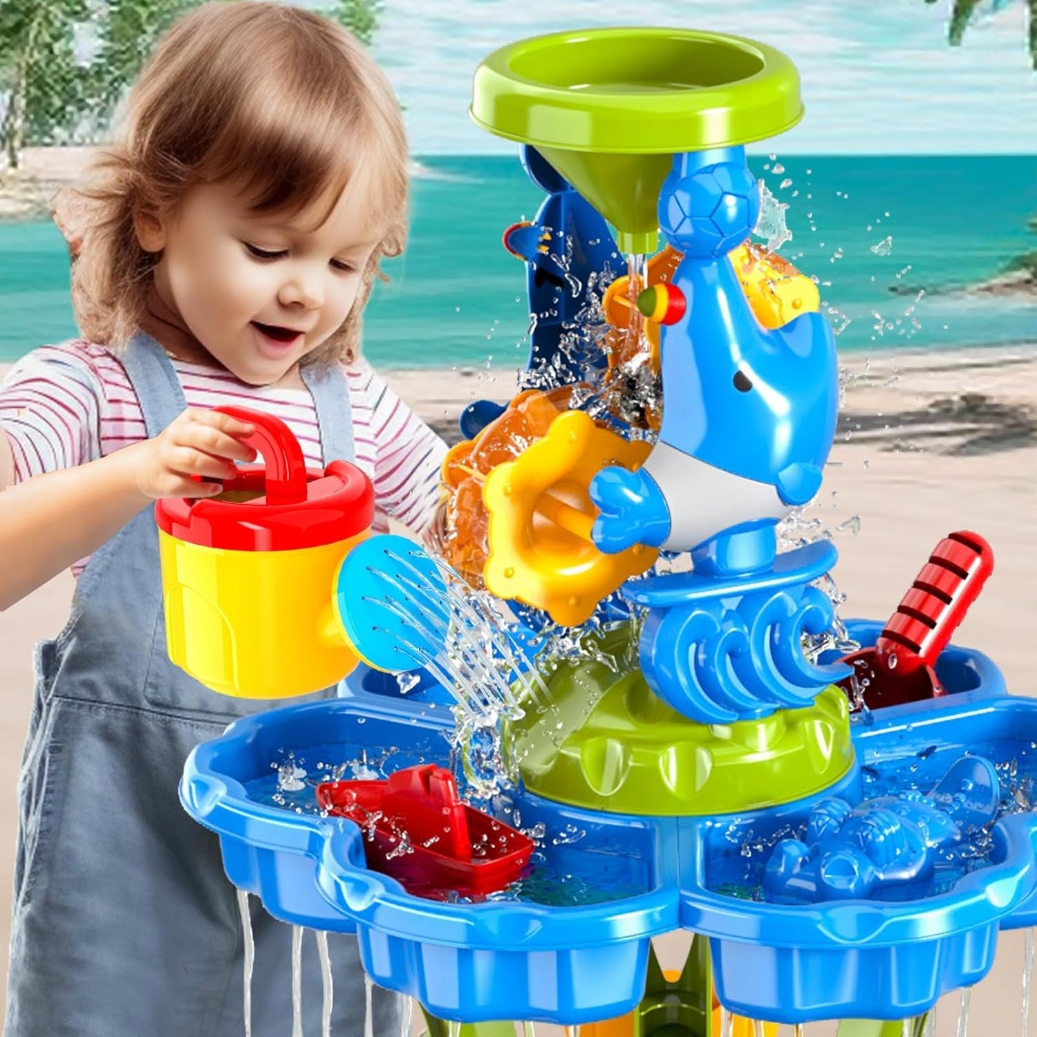 LARGE WATER TABLE SANDBOX TABLE 3 FLOORS FOR PLAYING WATER WHEELS MATADI Certificates and opinions CE EN 71