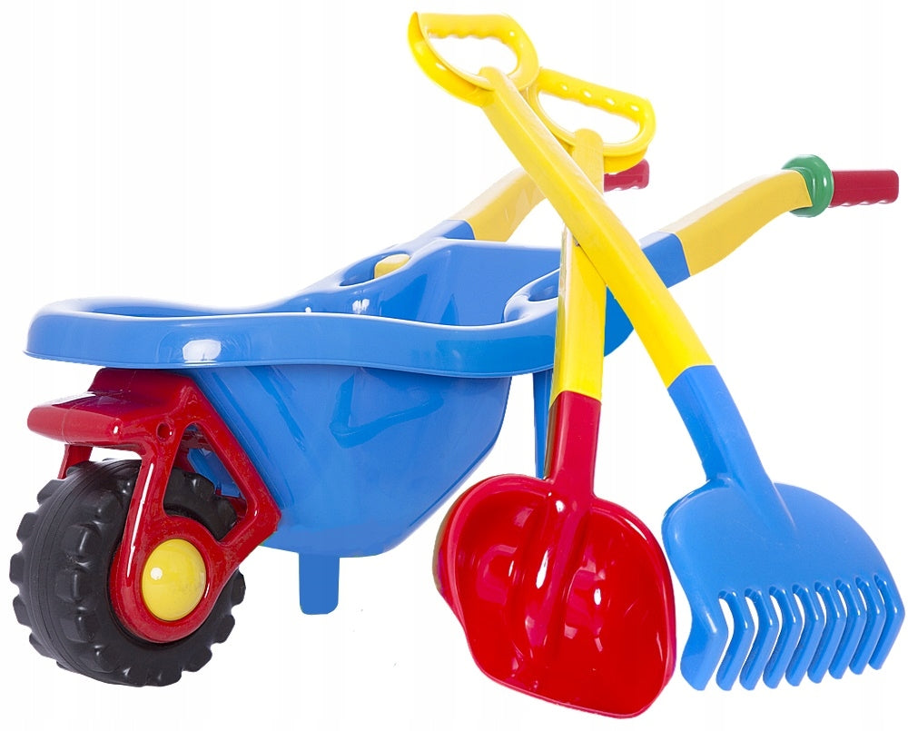 LARGE WHEELBARROW + MOWER + SHOVEL + RAKE SET Manufacturer code 8550020