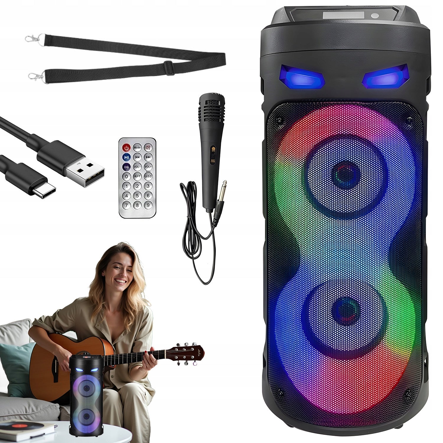 LARGE WIRELESS SPEAKER BOOMBOX MOBILE SOUND SYSTEM WITH MICROPHONE