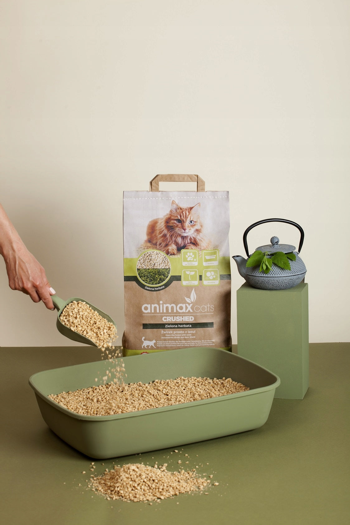 LARGE WOODEN LITTER CLUMPING GREEN TEA ANIMAX 20 L Antibacterial Manufacturer code 5906660129196