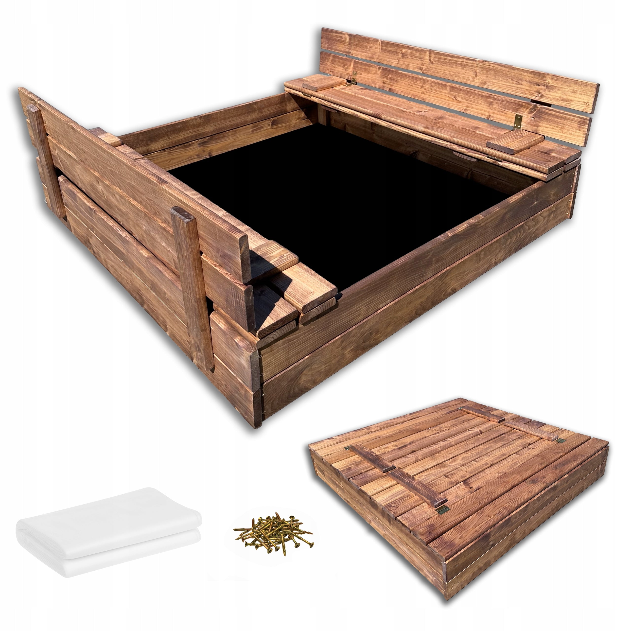 LARGE WOODEN SANDBOX IMPREGNATED PAINTED CLOSED 150x150CM PREMIUM