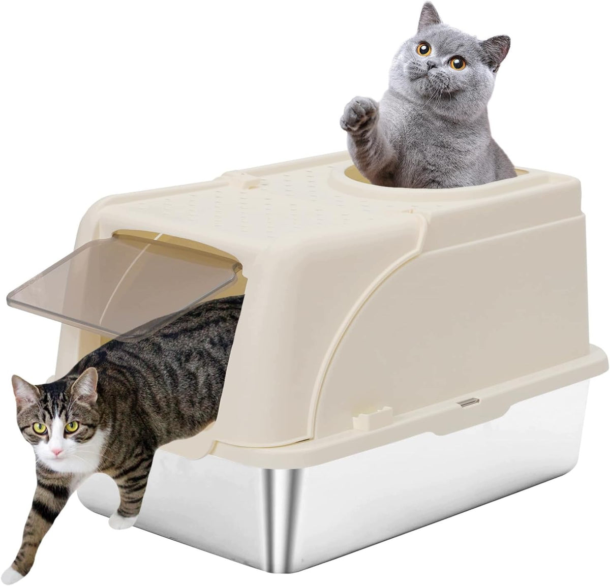 LARGE cat litter box XXL STAINLESS STEEL for litter 2 modular inputs