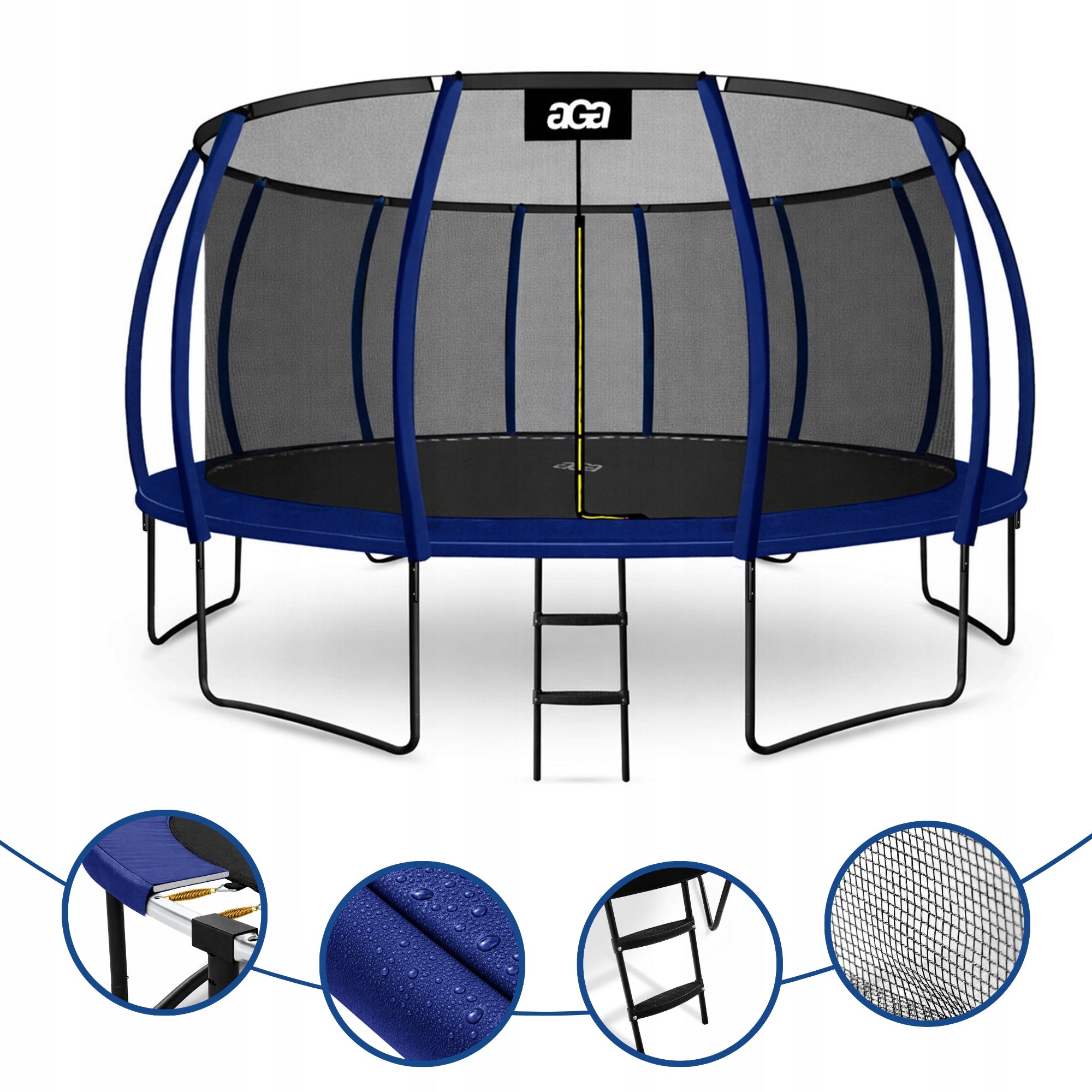 LARGEST Trampoline on the Market aGa SPORT EXCLUSIVE 500 cm 16 ft. DB PREMIUM Total height 269 cm