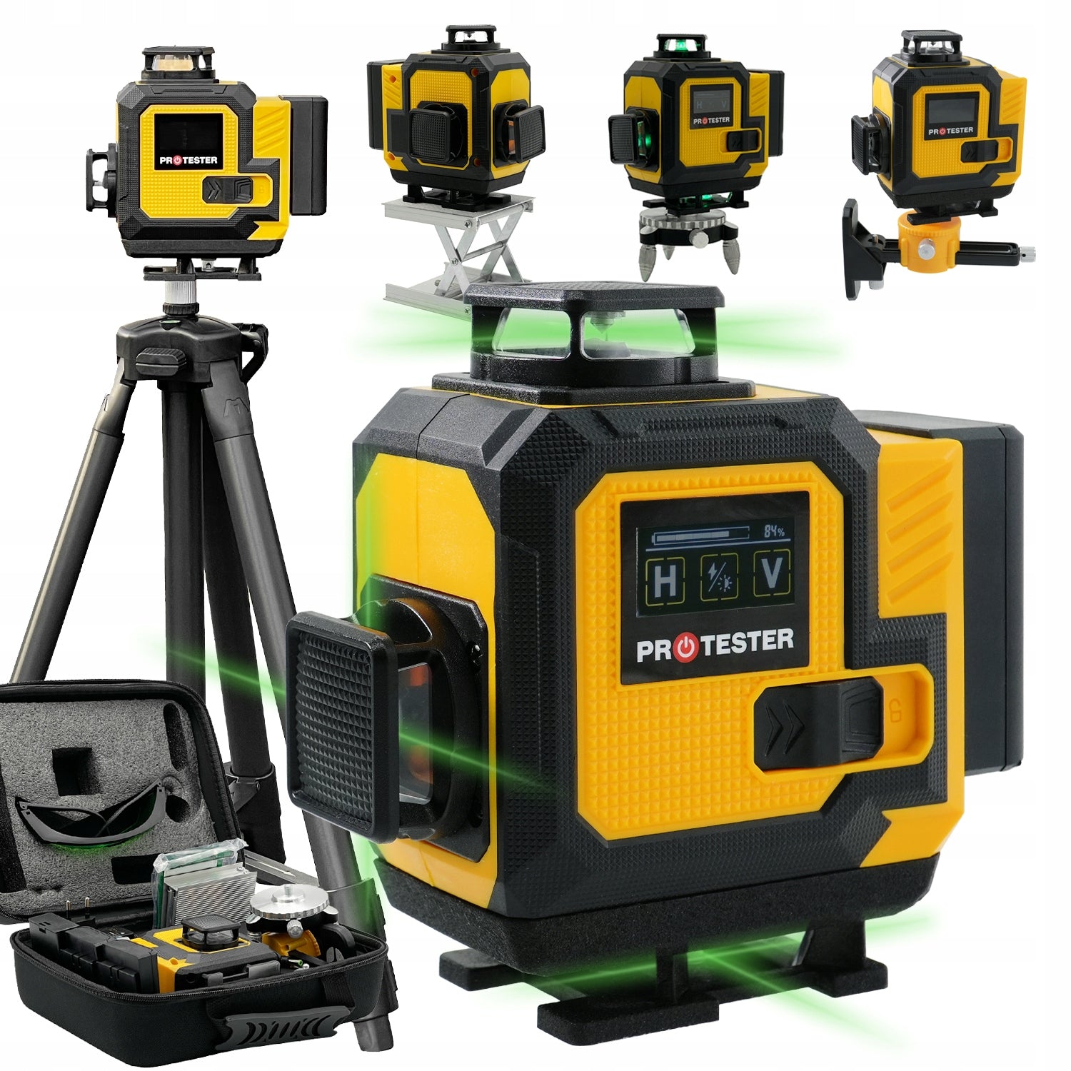 LASER 4D 16 LINES GREEN LCD IP54 REMOTE CONTROL SET TRIPOD LASER LEVEL