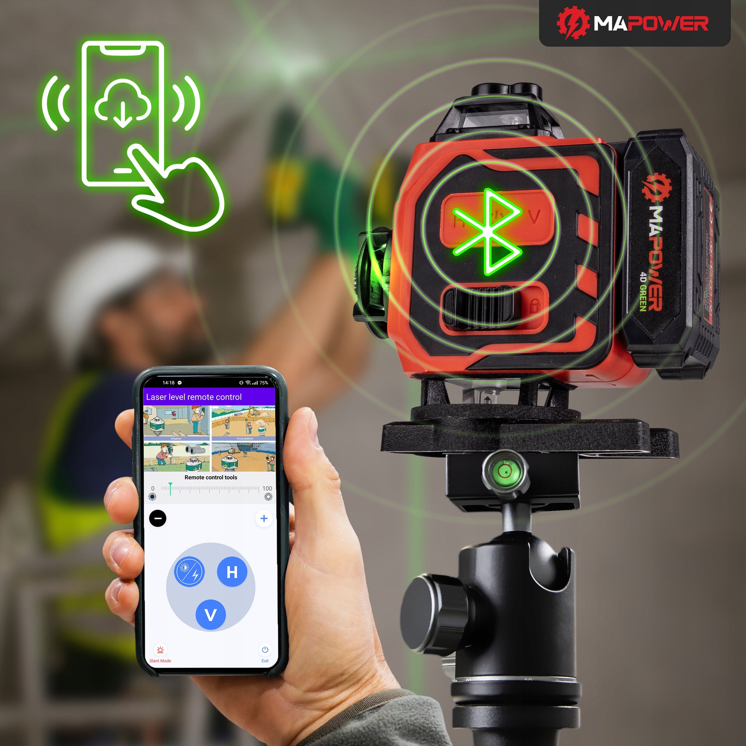 LASER CROSS LASER LEVEL 4D PLANE GREEN + TRIPOD 120CM Manufacturer code MPLL01