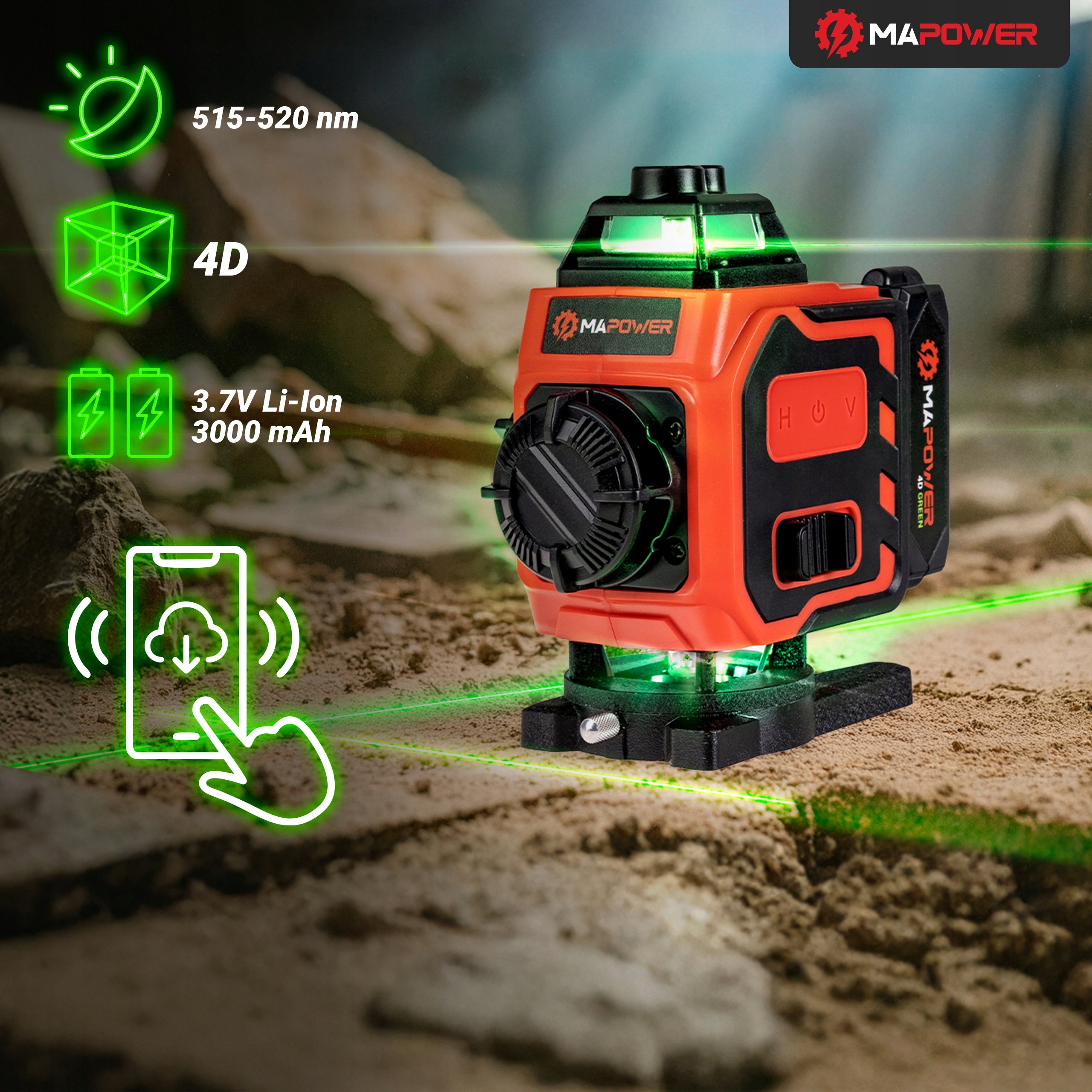LASER CROSS LASER LEVEL 4D PLANE GREEN + TRIPOD 120CM Packaging status original