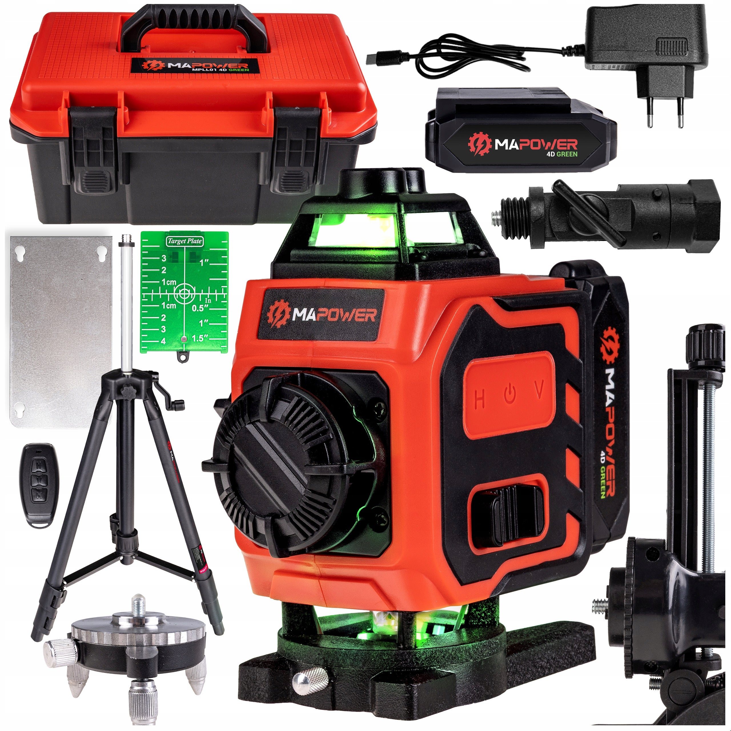 LASER CROSS LASER LEVEL 4D PLANE GREEN + TRIPOD 120CM