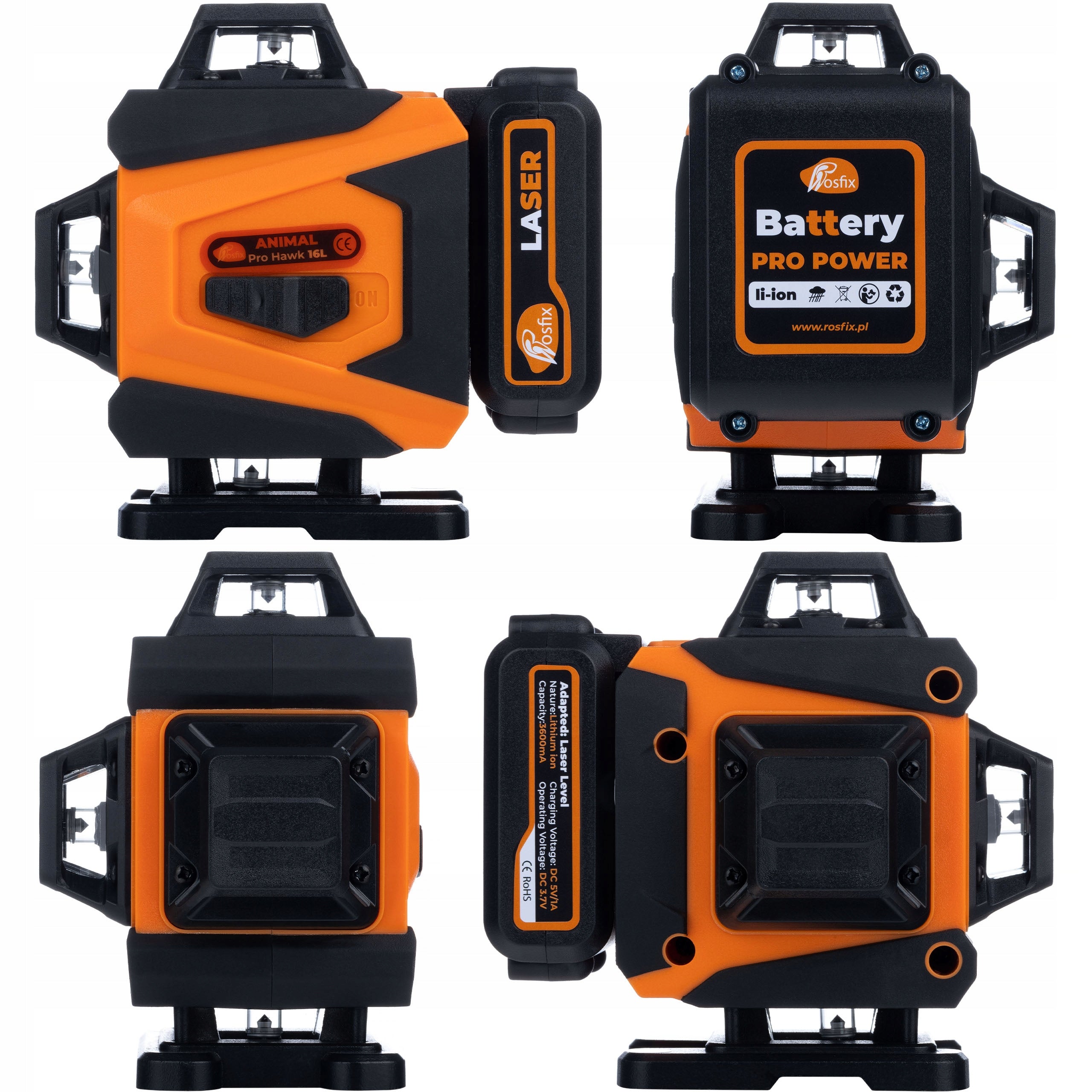 LASER LEVEL 360 DEGREE 16 LINE BEVEL DETERMINATION 2 USB BATTERIES Brand Rosfix
