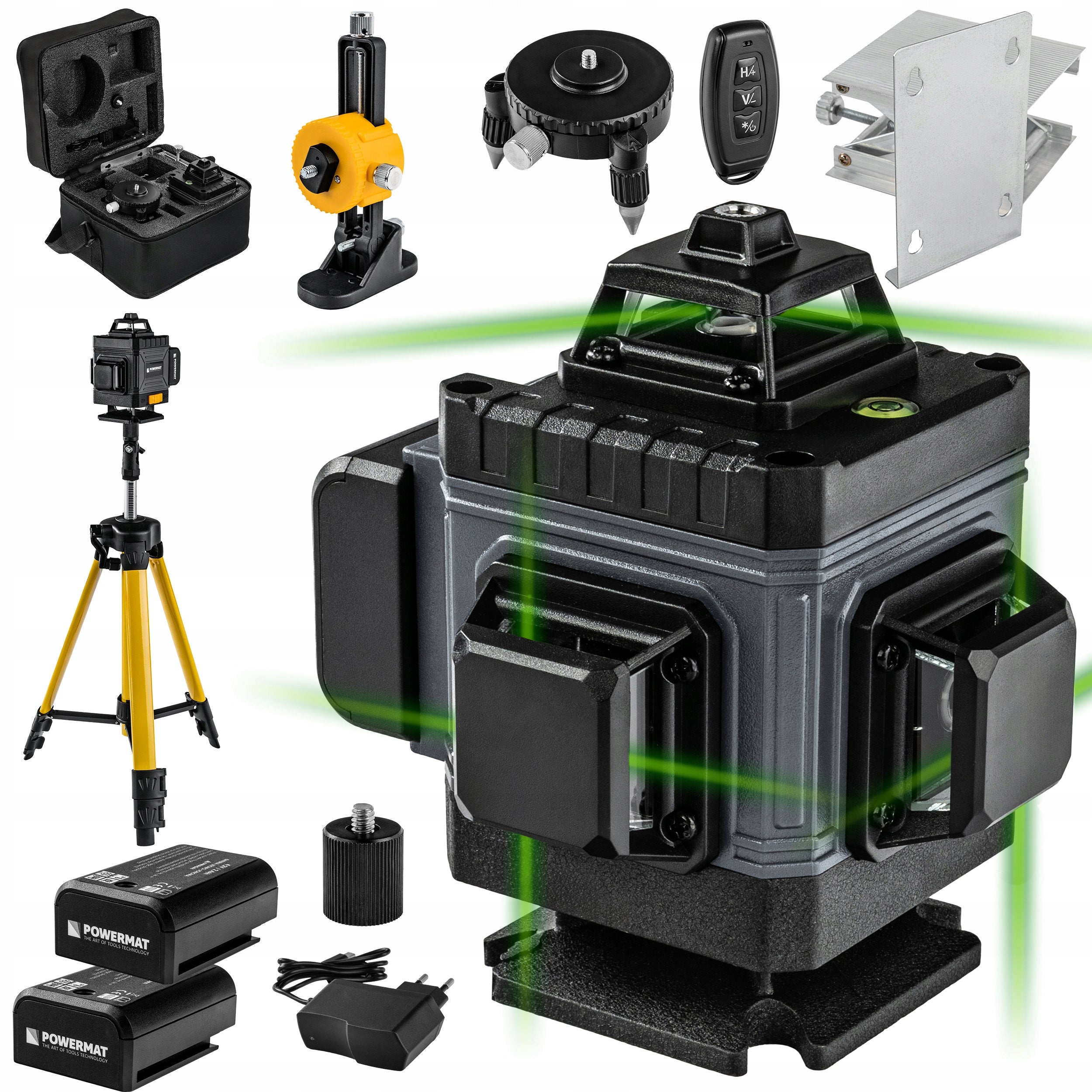 LASER LEVEL 4D 360° 16 LINES CROSS LASER GREEN + TRIPOD SET PRO