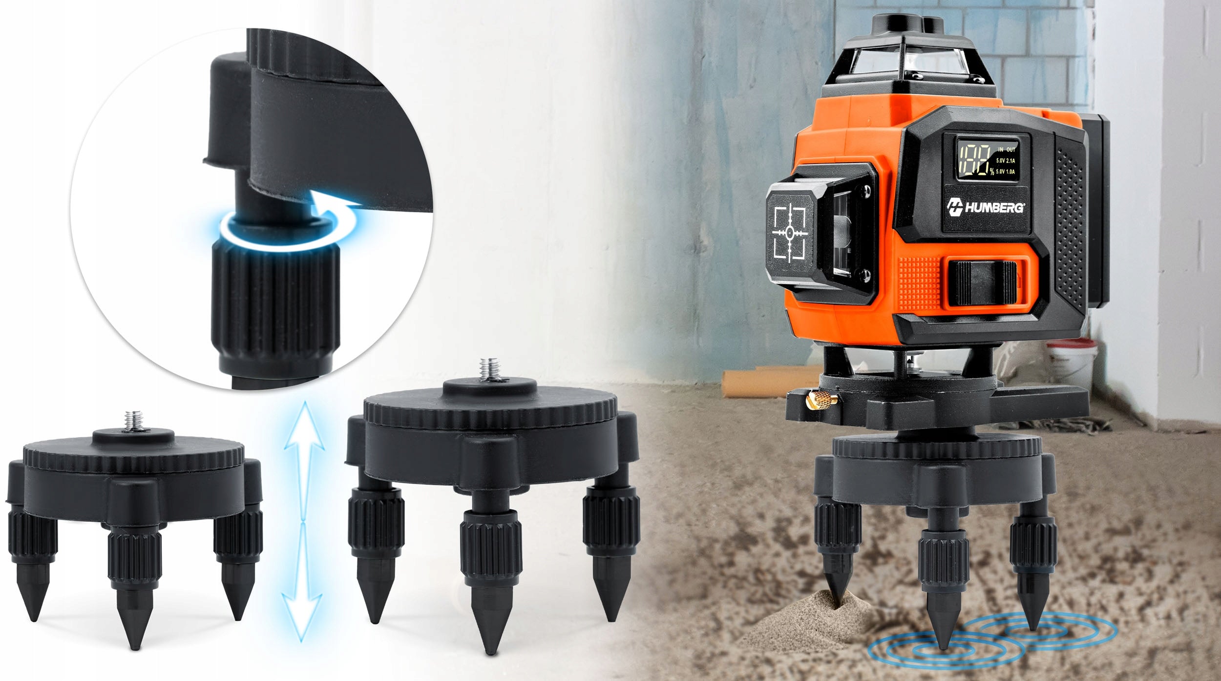 LASER LEVEL CROSS LASER 4D SELF LEVELING 16 LINES 2xAKU HUMBERG Brand HUMBERG