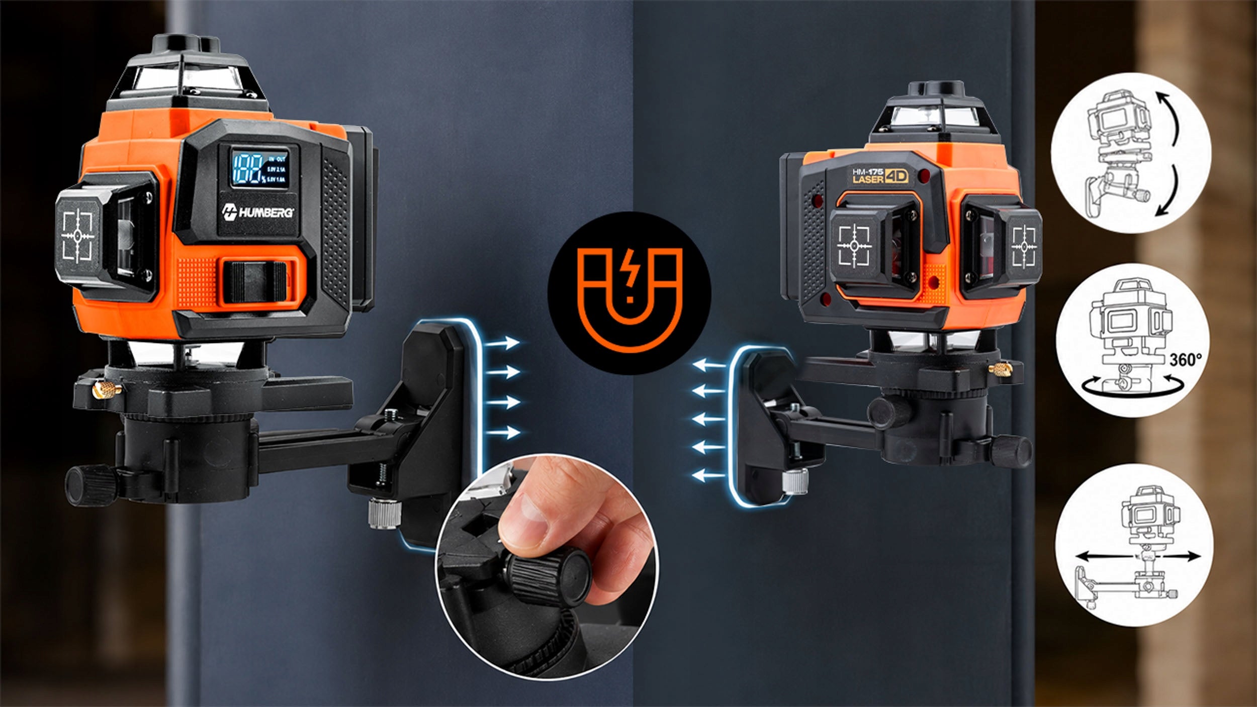 LASER LEVEL CROSS LASER 4D SELF LEVELING 16 LINES 2xAKU HUMBERG Measurement accuracy (+/-) 2 mm