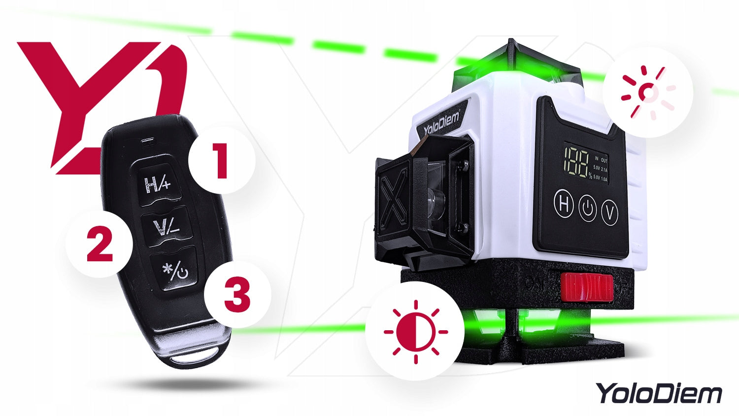 LASER LEVEL Cross Laser 360 Green LEVEL 4D 16 LINES SET Packaging status original