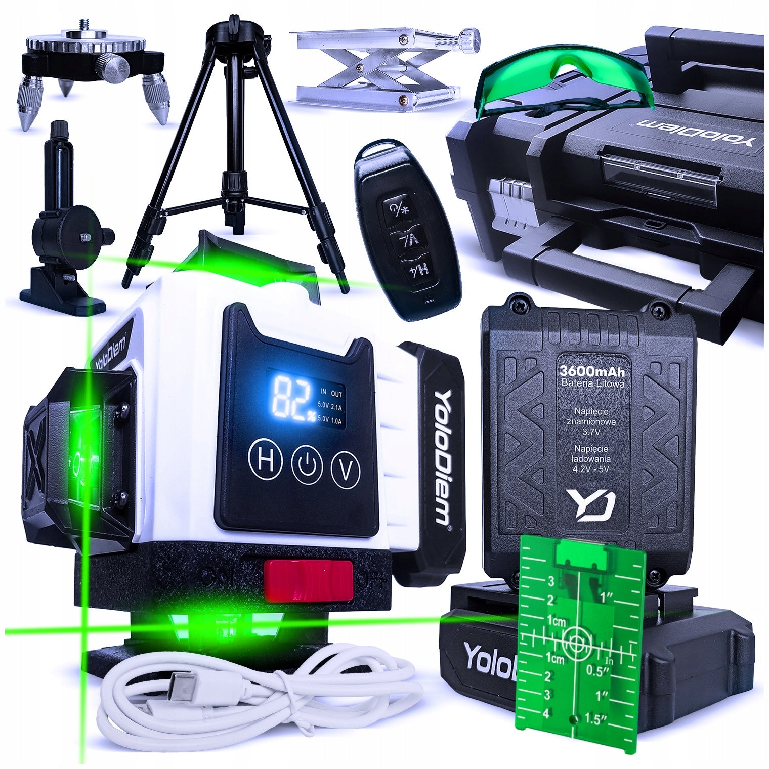 LASER LEVEL Cross Laser 360 Green LEVEL 4D 16 LINES SET