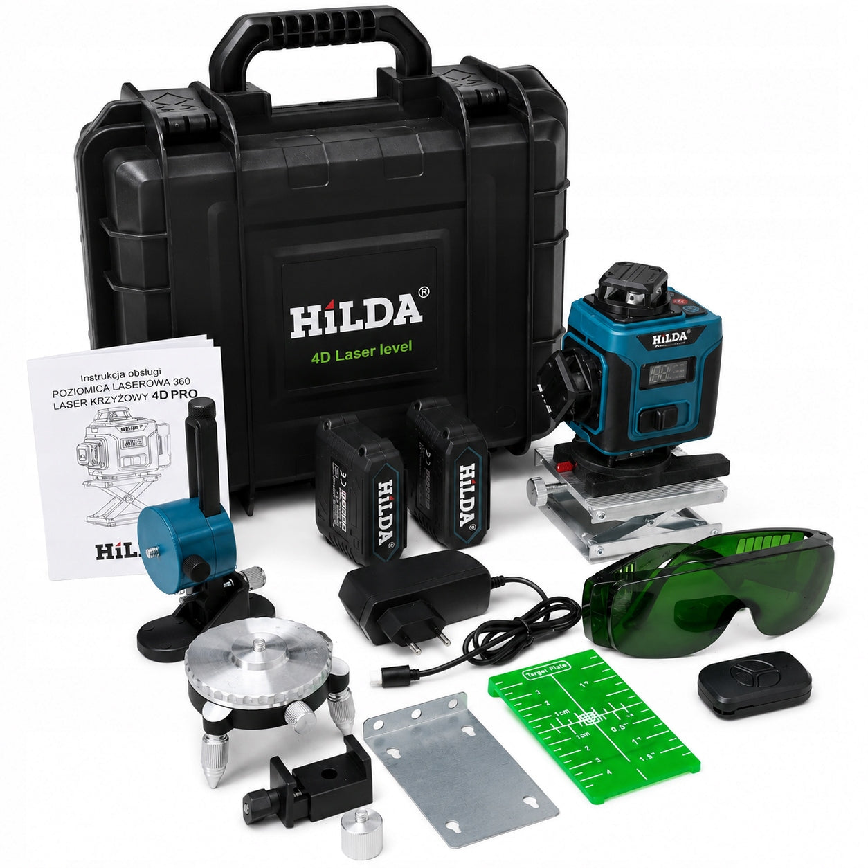 LASER LEVEL HILDA 16 LINES CROSS LASER 4D PRO + TRIPOD 2 M Packaging status original