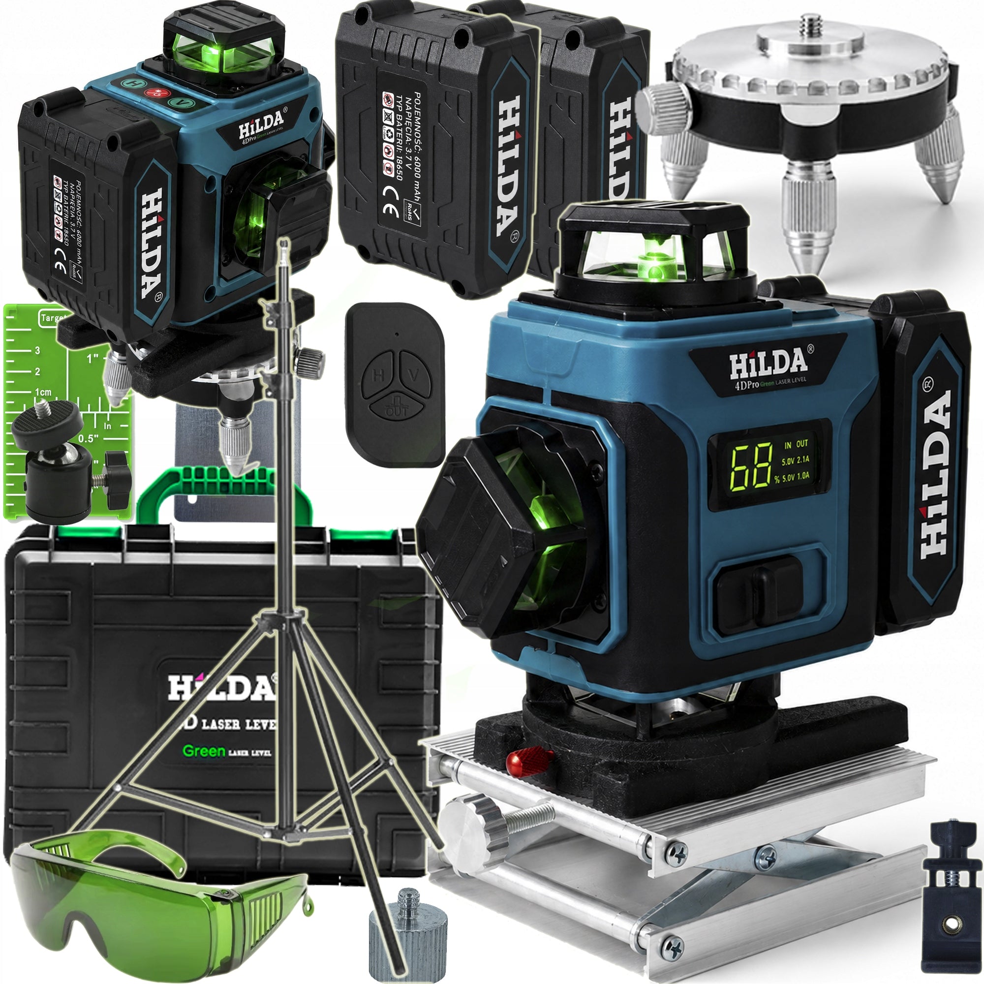 LASER LEVEL HILDA 16 LINES CROSS LASER 4D PRO + TRIPOD 2 M